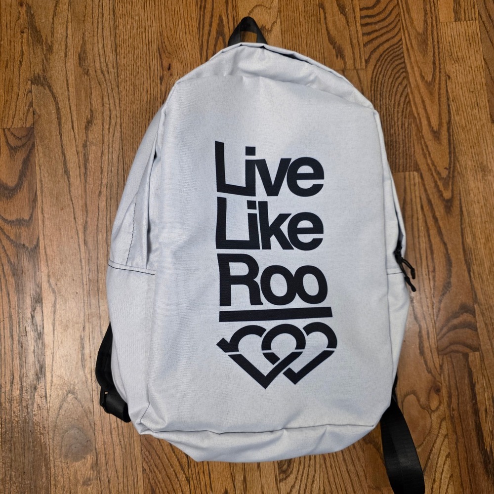 Live Like Roo Foundation Backpack White Black Laptop Sleeve Padded Mesh 2 Zipper
